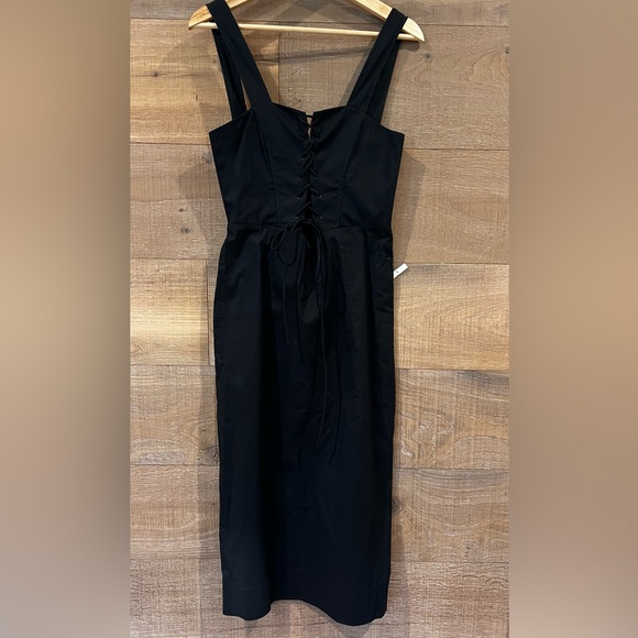STAUD Sutton Lace Up black Midi Dress size 6 - Picture 6 of 11